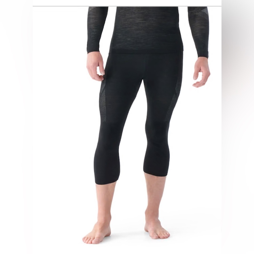 SMARTWOOL men’s black intranet Merino wall cropped base layer tights